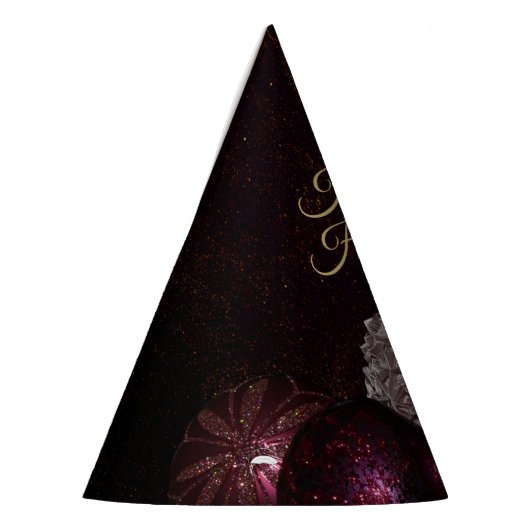 Christmas Party Pink Ornament Green Leaves Black Feesthoedjes (Links)