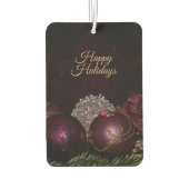 Christmas Party Pink Ornament Green Leaves Black Luchtverfrisser (Achterkant)
