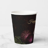 Christmas Party Pink Ornament Green Leaves Black Papieren Bekers (Voorkant)