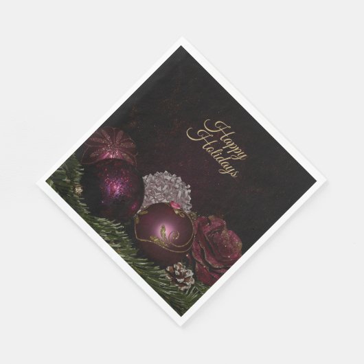 Christmas Party Pink Ornament Green Leaves Black Servet (Hoek)