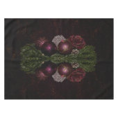 Christmas Party Pink Ornament Green Leaves Black Tafelkleed (Voorkant (Horizontaal))