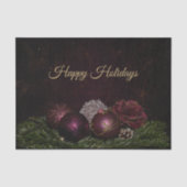 Christmas Party Pink Ornament Green Leaves Black Tissuepapier (Voorkant)