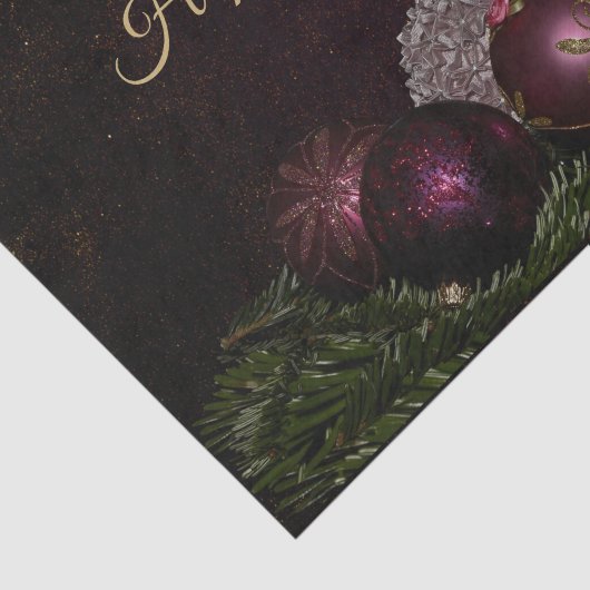 Christmas Party Pink Ornament Green Leaves Black Tissuepapier (Detail)