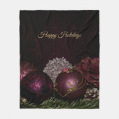 Christmas Party Pink Ornaments Green Leaves Black Fleece Deken (Voorkant)