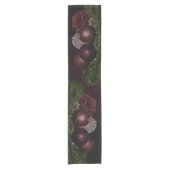 Christmas Party Pink Ornaments Green Leaves Black Korte Tafelloper (Voorkant)