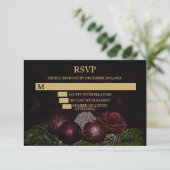 Christmas Party Pink Ornaments Green Leaves Black RSVP Kaartje (Staand voorkant)