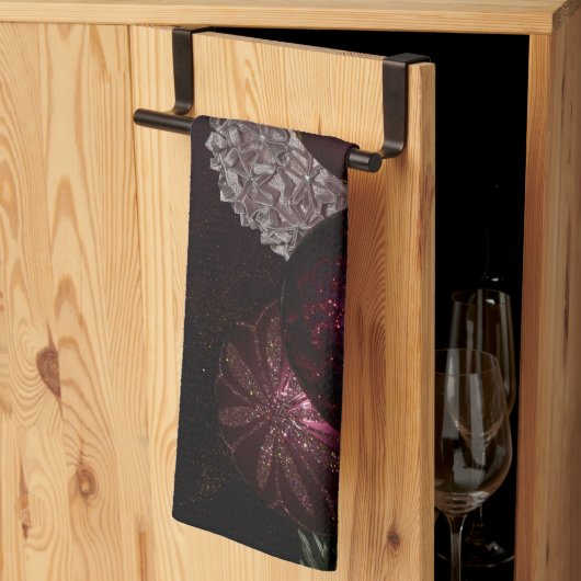 Christmas Party Pink Ornaments Green Leaves Black Theedoek (Derde Gevouwen)