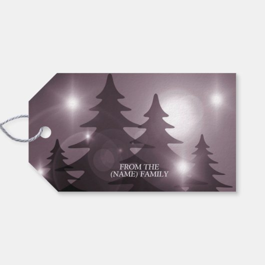 Christmas Party Pink Trees Holiday Winter Elegant Cadeaulabel (Achterkant Horizontaal)