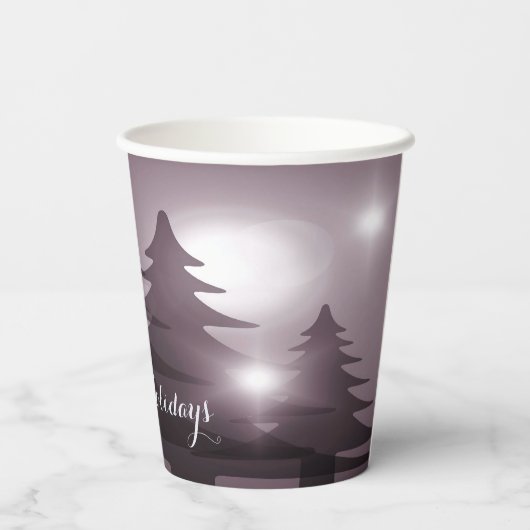Christmas Party Pink Trees Holiday Winter Elegant Papieren Bekers (Achterkant)