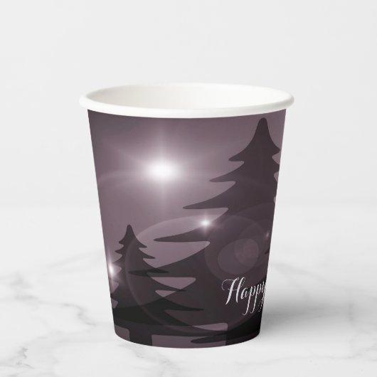 Christmas Party Pink Trees Holiday Winter Elegant Papieren Bekers (Voorkant)