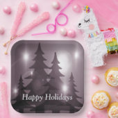 Christmas Party Pink Trees Holiday Winter Elegant Papieren Bordje (Feest)