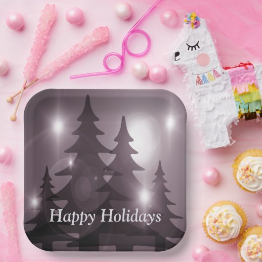 Christmas Party Pink Trees Holiday Winter Elegant Papieren Bordje (Feest)