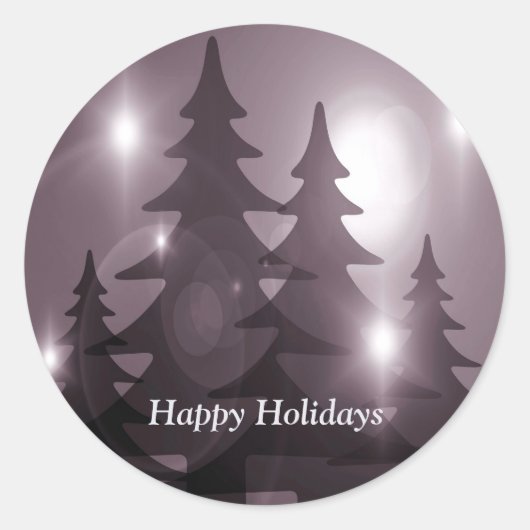 Christmas Party Pink Trees Holiday Winter Elegant Ronde Sticker (Voorkant)
