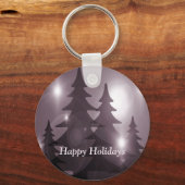 Christmas Party Pink Trees Holiday Winter Elegant Sleutelhanger (Voorkant)
