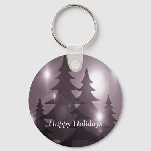 Christmas Party Pink Trees Holiday Winter Elegant Sleutelhanger (Achterkant)