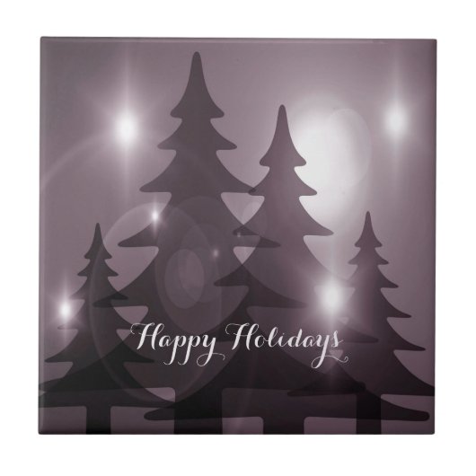 Christmas Party Pink Trees Holiday Winter Elegant Tegeltje (Voorkant)