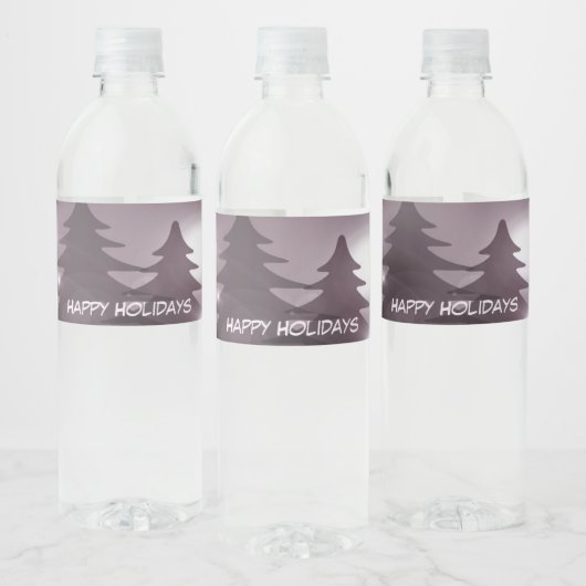 Christmas Party Pink Trees Holiday Winter Elegant Waterfles Etiket (Flessen)