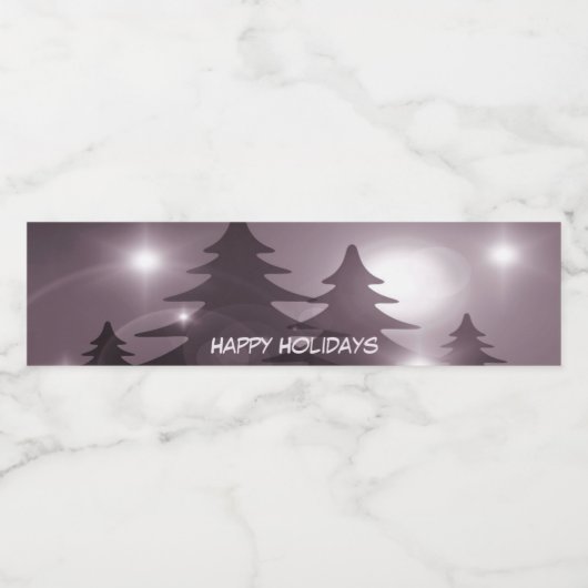 Christmas Party Pink Trees Holiday Winter Elegant Waterfles Etiket (Enkel label)