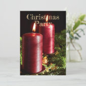 Christmas Party Red Candles Winter Holidays Kaart (Staand voorkant)