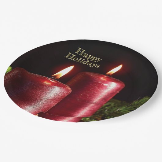 Christmas Party Red Candles Winter Holidays Papieren Bordje (Gekanteld)