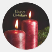 Christmas Party Red Candles Winter Holidays Ronde Sticker (Voorkant)