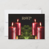 Christmas Party Red Candles Winter Holidays RSVP Kaartje (Voorkant)