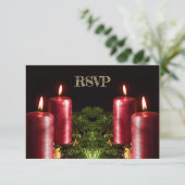 Christmas Party Red Candles Winter Holidays RSVP Kaartje (Staand voorkant)