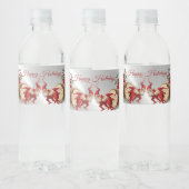 Christmas Party Red Elves Holidays Silver  Waterfles Etiket (Flessen)