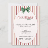 Christmas Party • Red Pink Striped Kaart (Voorkant)