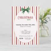 Christmas Party • Red Pink Striped Kaart (Staand voorkant)