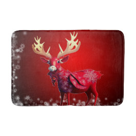Christmas Party Red Reindeer Winter Holidays Badmat