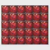 Christmas Party Red Reindeer Winter Holidays Cadeaupapier (Vlak)
