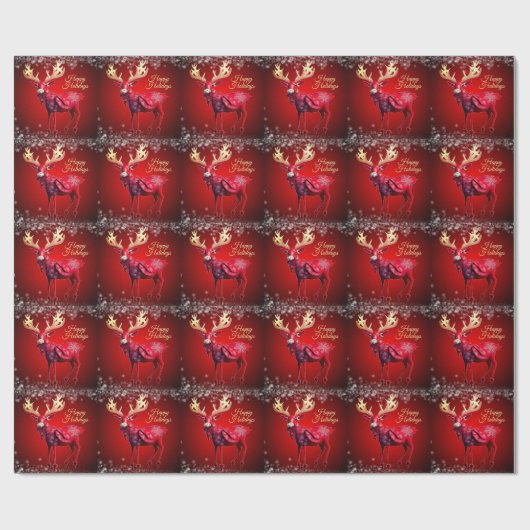 Christmas Party Red Reindeer Winter Holidays Cadeaupapier (Vlak)