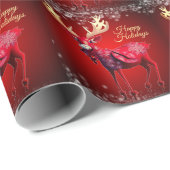 Christmas Party Red Reindeer Winter Holidays Cadeaupapier (Rol Hoek)