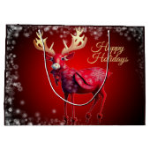 Christmas Party Red Reindeer Winter Holidays Groot Cadeauzakje (Achterkant)