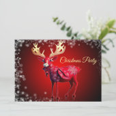 Christmas Party Red Reindeer Winter Holidays Kaart (Staand voorkant)