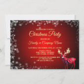 Christmas Party Red Reindeer Winter Holidays Kaart (Achterkant)