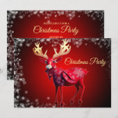 Christmas Party Red Reindeer Winter Holidays Kaart (Voorkant / Achterkant)