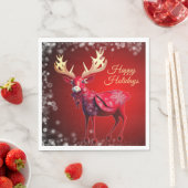 Christmas Party Red Reindeer Winter Holidays Servet (Insitu)