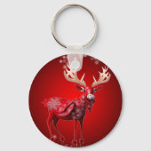 Christmas Party Red Reindeer Winter Holidays Sleutelhanger (Voorkant)