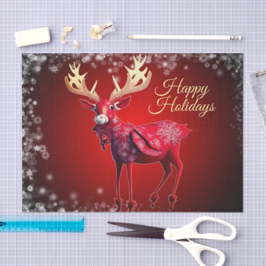 Christmas Party Red Reindeer Winter Holidays Tissuepapier (Craft)