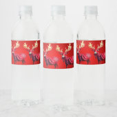 Christmas Party Red Reindeer Winter Holidays Waterfles Etiket (Flessen)