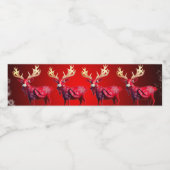 Christmas Party Red Reindeer Winter Holidays Waterfles Etiket (Enkel label)
