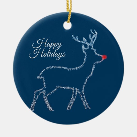 Christmas Party Reindeer Blue Sky Rustic Elegant Keramisch Ornament (Voorkant)