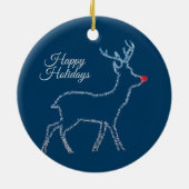 Christmas Party Reindeer Blue Sky Rustic Elegant Keramisch Ornament (Achterkant)