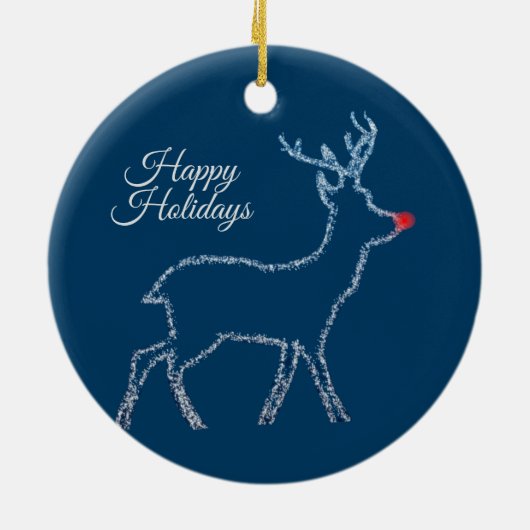 Christmas Party Reindeer Blue Sky Rustic Elegant Keramisch Ornament (Achterkant)
