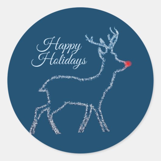 Christmas Party Reindeer Blue Sky Rustic Elegant Ronde Sticker (Voorkant)