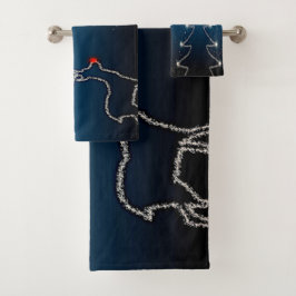 Christmas Party Reindeer Tree Blue Sky Shiny Stars Bad Handdoek