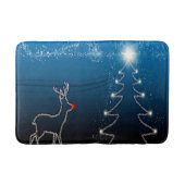 Christmas Party Reindeer Tree Blue Sky Shiny Stars Badmat (Voorkant)