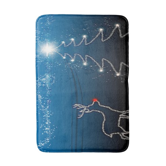 Christmas Party Reindeer Tree Blue Sky Shiny Stars Badmat (Voorkant Verticaal)